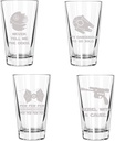 Etched Star SW Pint Glass Set of 4: Pew Pew, Never Tell Me, Dangerous To Go Solo, Rebel, Star Space Noises Sci-Fi Wars Gift Set of Four Drinking Beer Glasses Christmas