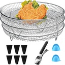RQG 8 inch Upgrade Air Fryer Racks,Stackable Dehydrator,Baking Rack, Food-Grade Stainless Steel Kitchen Household,Fit all 4.2QT - 5.8QT Air Fryer,Oven（3 Pack Round Universal Accessories）