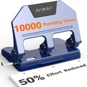 AFMAT HPX3 Heavy Duty 3 Hole Punch, 40-Sheet 3 Hole Puncher for Binder, Metal Three Hole Punch w/ 10,000+ Uses, 50% Reduced Effort, Bulit-in S.S. Paper Guide, Large Chip Tray, Blue