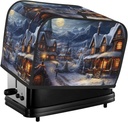 Christmas Village 2 Slice Toaster Covers Dustproof Splash-Proof Bread Machine Cover Fingerprint Protectors Small Washable Kitchen Appliance Cover Universal Size