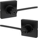 Kwikset 300LRLSQT-514 Ladera Lever with Square Rose Privacy Door Lock with 6AL Latch and RCS Strike Matte Black Finish