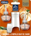 Glade PlugIns Refills Air Freshener Starter Kit, Pumpkin & Ginger, Scented and Essential Oils for Home and Bathroom, 0.67 Fl Oz, 1 Warmer + 2 Refills