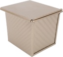 Corrugated Loaf Pan, Carbon Steel Loaf Pan,Mini Loaf Pan Bread With Cover, Baking Bread Bread Box for Kitchen Golden;