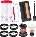 Blackstone Breakfast Kit Pancake Batter Dispenser 9PCS Griddle Accessories Set - Included Pancake Batter Dispenser Bacon Press Egg Rings Hamburger Press Patty Maker Brush and Oil Separating Paper