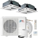Cooper & Hunter Dual 2 Zone 18000 18000 Ductless Mini Split Ceiling Cassette Air Conditioner Heat Pump Multi Zone System including 25ft Installation Kits