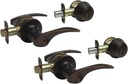 2-Set Dark Oil Rubbed Bronze Entry Entrance Levers with Matching Single Cylinder Deadbolts Combo Keyed Alike 836DBR