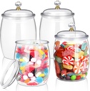 Nuogo 4 Pcs Plastic Candy and Cookie Jars with Lids Clear Cookie Container Candy Jars Large Airtight Apothecary Storage Organization for Wedding Home Kitchen Bar(42 oz)