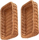 2pcs Imitation Rattan Utensil Holder Durable Kitchen Cutlery Storage Basket for Easy Access and Organization of Silverware and Spice Jars for Home and Dining Use