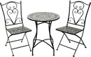 Alpine Corporation Indoor/Outdoor Marbled Glass Mosaic 3-Piece Bistro Set Folding Table and Chairs Patio Seating