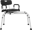 Sliding Shower Chair Tub Transfer Bench with 360° Swivel Seat, Height Adjustable, Pivoting Arms, 400 Lbs Capacity, for Elderly Disabled and Handicap, Ideal for Bathtubs and Showers (Black, L)