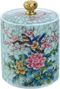 Enamel Ceramic Tea Caddy Tea Canister Tea Storage Container Tins Jar with Airtight Lid Water-proof Tank for Tea, Coffee, Herb, Sugar, Spice, Nuts