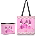 Breast Cancer Gifts For Wome,2Pcs Reusable Breast Cancer Awareness Tote Bag with Pink Ribbon Cosmetic Makeup Travel Bag