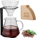 Coffee Pour Over Set – Complete Pour Over Coffee Maker with Dripper, Pot, and 100 Filters | Portable Style Drip Coffee Pour Over