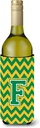 Caroline's Treasures CJ1059-FLITERK Letter F Chevron Green and Gold Wine Bottle Hugger Bottle Cooler Sleeve Hugger Machine Washable Collapsible Insulator Beverage Insulated Holder