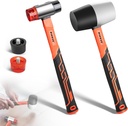 2-Piece Rubber Mallet Hammer Set, 16oz Rubber Hammer & 35mm Double-Faced Soft Mallet with 2pcs Relaceable Heads, Fiberglass Shockproof Cushioned Grip, Damage-Free to Floor, Tile, Crafts