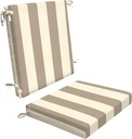 Honeycomb Outdoor Midback, 18.5 x 17, Cabana Stripe Tan Chair Cushion for Outdoor Patio Furniture