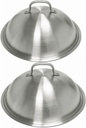 Griddle Accessories Pot Wok Lids - Heavy Duty 12 Inch Round Basting Cover - Stainless Steel - Cheese Melting Dome and Steaming Cover - Best for Use in Flat Top Grill Cooking Indoor Outdoor- 2 Domes