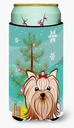 Caroline's Treasures BB1576TBC Christmas Tree and Yorkie Yorkishire Terrier Tall Boy Hugger Can Cooler Sleeve Hugger Machine Washable Drink Sleeve Hugger Collapsible Insulator Beverage Insulated Holde