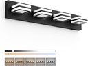 Ralbay 5 Color Temperature Dimmable Black Vanity Lights for Bathroom 4 Lights Acrylic Modern LED Matte Black Bathroom Vanity Lighting Fixtures