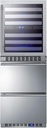 Summit 24” Combination Wine Cellar & 2-Drawer Refrigerator, Dual Zone Wine Cellar, 46 Bottle Capacity, Stainless steel- SWCDAR24