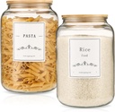 108oz Large Glass Jar With Lid- Glass Jars Kitchen Canisters With Airtight Bamboo Lids- Food Storage Containers For Flour Sugar Cereal, Egg, Cookie-2 Pack