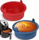 Webake 6 Inch Air Fryer Round Cake Pans for Baking, Nonstick Silicone Air Fryer Baking Pan Wih Handle, BPA Free Set of 2