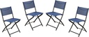 Flash Furniture Brazos Commercial Indoor-Outdoor Folding Chairs, Flex Comfort Backs/Seats, Metal Frames, Portable Lightweight Foldable Design, Set of 4, Navy/Black