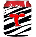 Caroline's Treasures CJ1024-TCC Letter T Initial Monogram - Zebra Red Can or Bottle Hugger Cooler Washable Drink Sleeve Collapsible Beverage Insulated Holder, Can Hugger, Multicolor