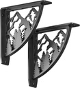 STARBY Heavy Duty Shelf Brackets. 2 Pack, 8" x 8" Fireplace Mantel Corbels. L Shaped Metal Bracket Counter Supports. Designer Wrought Iron Black. DIY Hardware Included. 500 Lb Capacity. Made in USA