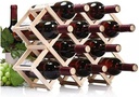 Wine Cellar Racks, 3/6/10 Bottle Wine Rack, Countertop Decoration Storage Rack， Wooden Wine Rack Foldable，Kitchen Supplies ，Ideal for Dining Rooms, Cabinet(Size:10 Bottles)