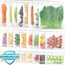 Reusable Food Storage Bags - 24 Pack Dishwasher Safe Freezer Bags, BPA Free Reusable Bags PEVA material, Leakproof Reusable Lunch Bag for Salad Fruit Travel - 8 Gallon 8 Sandwich 8 Snack Bags