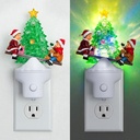 Christmas Night Light with Near-silent Electric Seesaw, Plug-in Wall Light with dynamic color-changing LEDs, Vintage Christmas Decorations for Home, Bedroom, Bathroom, Holiday Gifts Includes Gift Box