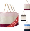3 | 6 | 12 | 144 Pack Tri-Color Cotton Tote Bag, 100% Reusable Canvas Shoulder Bag for Shopping, Gifts, Events, Everyday Use