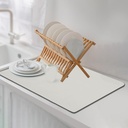 Dish Drying Mat Coffee Bar Mat for Kitchen Counter, Absorbent Dish Rack Pad Heat Resistant Hide Stain with Non-slip Rubber Backed Coffee Accessories Fit Under Espresso Machine Maker White 12"x19"