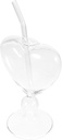 Luxshiny 1set Heart Shaped Cocktail Glass Unique Goblet for Wine Clear High Borosilicate Drinkware for Parties Weddings and Home Use Includes Straw for Easy Drinking