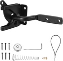 Self-Locking Gate Latch,Automatic Gravity Lever Door Latches,2-1/8" Single Sided Wood Fence Latch,with Longer Fasteners Pull String,for Garden Kennels Secure Pool Steel,Black Coated