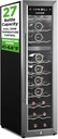 NutriChef 27 Bottle Wine Fridge | Dual Zone Adjustable Temperature Control 41°F to 64°F | Ultra Quiet Operation | Wine Cooler for Home, & Office | FreeStanding 43x11x23 in (Black)