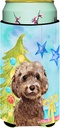 Caroline's Treasures BB9409TBC Brown Cockapoo Christmas Tall Boy Hugger Can Cooler Sleeve Hugger Machine Washable Drink Sleeve Hugger Collapsible Insulator Beverage Insulated Holder
