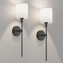 Tipace Wall Sconces Sets of 2, Rustic Industrial Wall Lamps, Hardwired Column Stand Sconces Wall Lighting, Bathroom Vanity Light Fixture with Fabric Shade for Bedroom Living Room Kitchen, Black