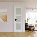 24"x80" CARB P2 Solid Core & Pre-Finished Thick SGCC Frost Glass Doors, Interior Door for Bedroom, 3-Panel Pre-Built Wood Panel w/o Prehung Jamb, Wood Door for Office, Barn Doors