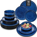 vancasso Starry 18 Pieces Dinnerware Sets for 6, Blue Reactive Glaze Dishes Sets, Ceramic Plates and Bowls Set, Dinner Salad Dessert Plates, and Cereal Bowls Set, Dishwasher and Microwave Safe