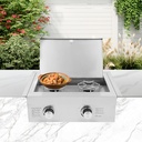 Commercial Gas Stove 2-Burner 3.5KW Countertop Cooking Stove Range Heavy-Duty Hot Plate Stainless Steel Cooking Equipment for Kitchens Restaurant Propane Natural Gas (NG)