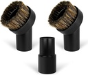 3PCS Horse Hair Brush Vacuum Attachment Set - Black Round Horse Hair Vacuum Attachments & Brushes - Shop Vac Brush Attachment for Most Vacuum Cleaners Accessories - 1 1/4" Vacuum Attachments Included
