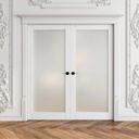 1-Lite Interior Glass French Door Frosted Double Doors Without Installation Hardware Kit/Handles, 72"×80", Only Double 36'‘ Door Slabs Included