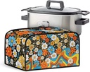 Xoenoiee Colorful Daisy Flower Print Slow Cooker Dust Cover Novelty Crock Pot Cover with Top Handle and Side Mesh Pocket Versatile Kitchen Appliance Cover