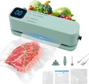 Mini Vacuum Sealer for Food, 3 in 1 Cordless Rechargeable Food Sealer,With 15 Small Bags, For DryMoist Food Storage, Heat Sealer for Chip Bags, Inflation Pump for Balls, Swim Ring, Green