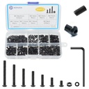 660 Pcs M2 Screws Assortment Kit, M2x4mm/6mm/8mm/10mm/12mm/16mm, Metric Hex Button Head Socket Cap Screws Nuts Washers Kit with Wrench, Black Zinc Plated