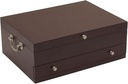 Wallace Flatware Storage Chest with Felt Lining and Drawer, Dark Walnut Finish, 15 Inch Wooden Silverware Organizer for Elegant Storage