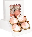 Bakepacker Auto-pop up 4 Cupcake Boxes with Window 20 Count White Box 6.3 x 6.3 x 3inch Cupcake Carrier