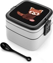Red Panda Portrait Adult Bento Box Double Layer Lunch Box Lunch Container for Work Camping
